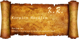 Korpics Rozália névjegykártya